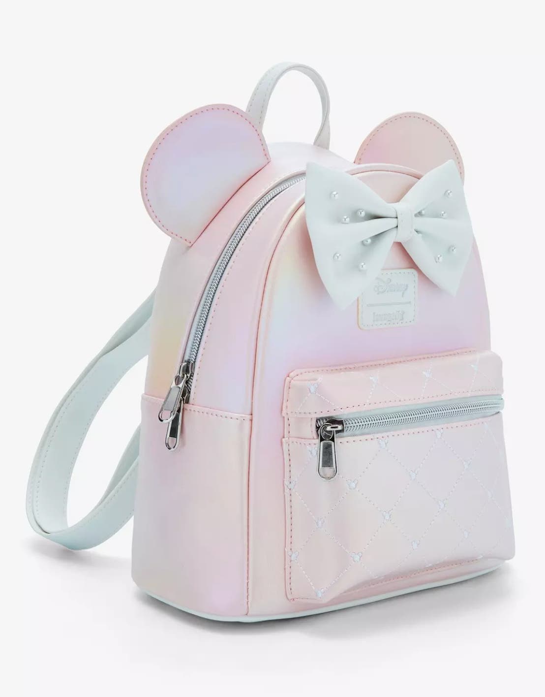 Loungefly Rose Pink Minnie Ear Kids Mini Backpack with Studded Bow DISNEY LOUNGEFLY MINNIE MOUSE PINK AND RED ROSES FIGURAL  main image 4