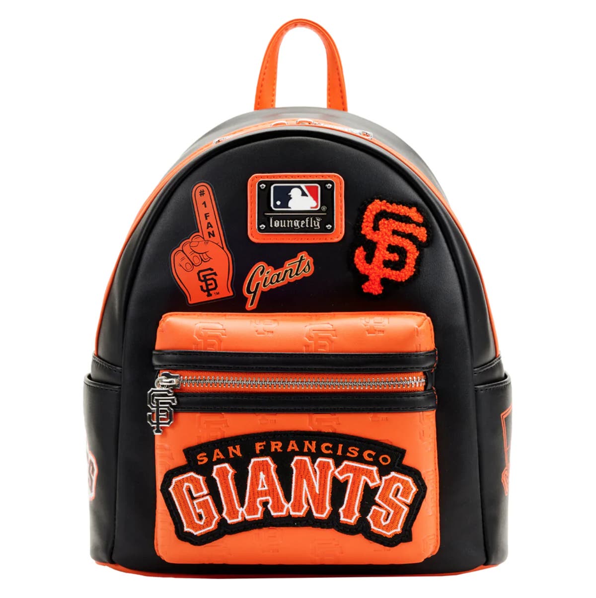 baseball mini backpack Rawlings Americana T-Ball It is made of faux leather and features a top zipper closure and front zippered pocket LA Dodgers Baseball Seam Stitch