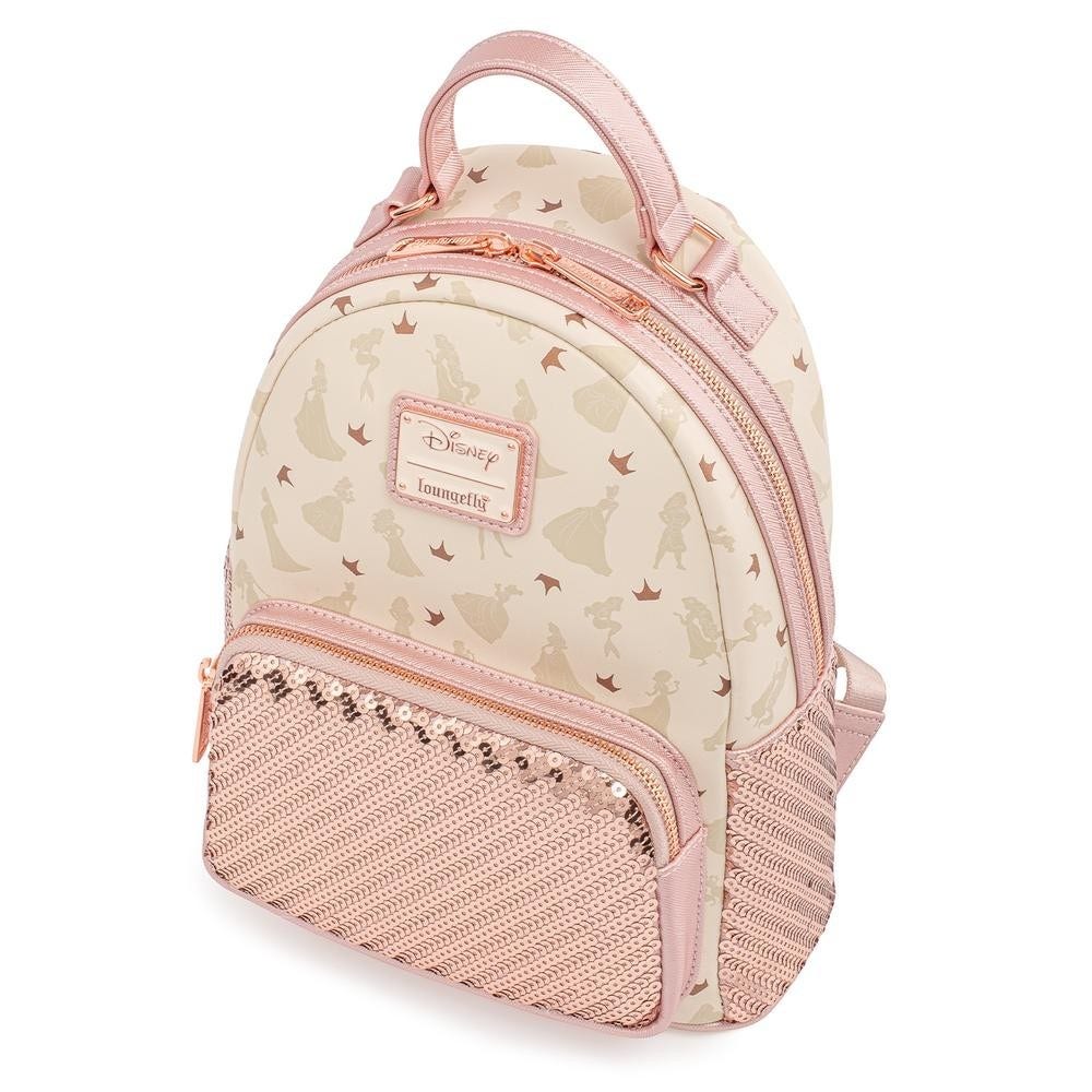 LOUNGEFLY Disney Ultimate Princess AOP Sequin Mini Backpack  display picture 3