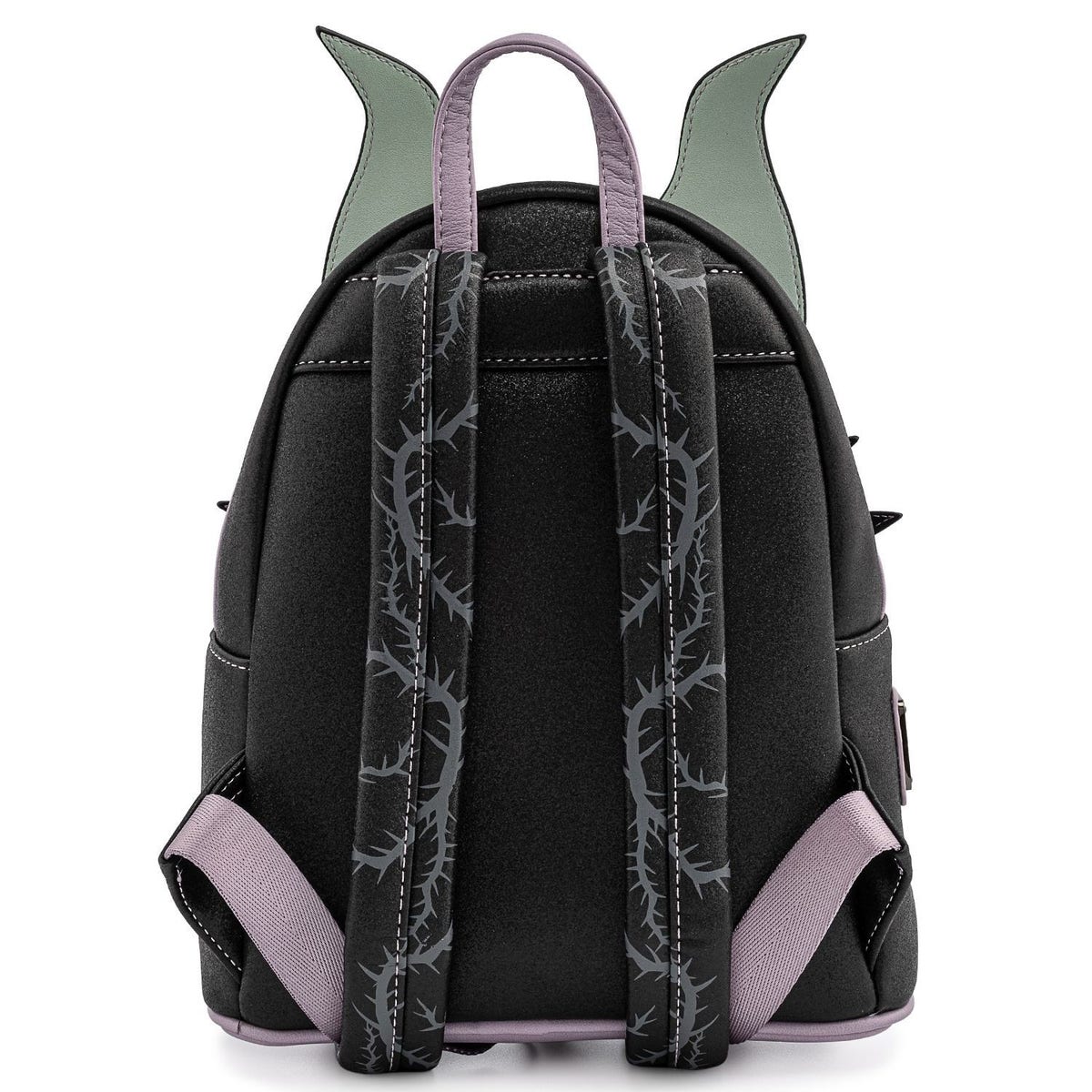 coach disney maleficent backpack Loungefly Mini  Sleeping Beauty cell phone and multifunction pockets Fabric lining Top handle with 2 1/2 drop Outside zip pocket Adjustable shoulder straps 12 1/2 (L) x 16 3/4 (H) x 6 (W) Part of a special collaboration where Disneys most iconic villains meet iconic Coach design Disney x Coach Disney Style No Disney X Coach West Pack