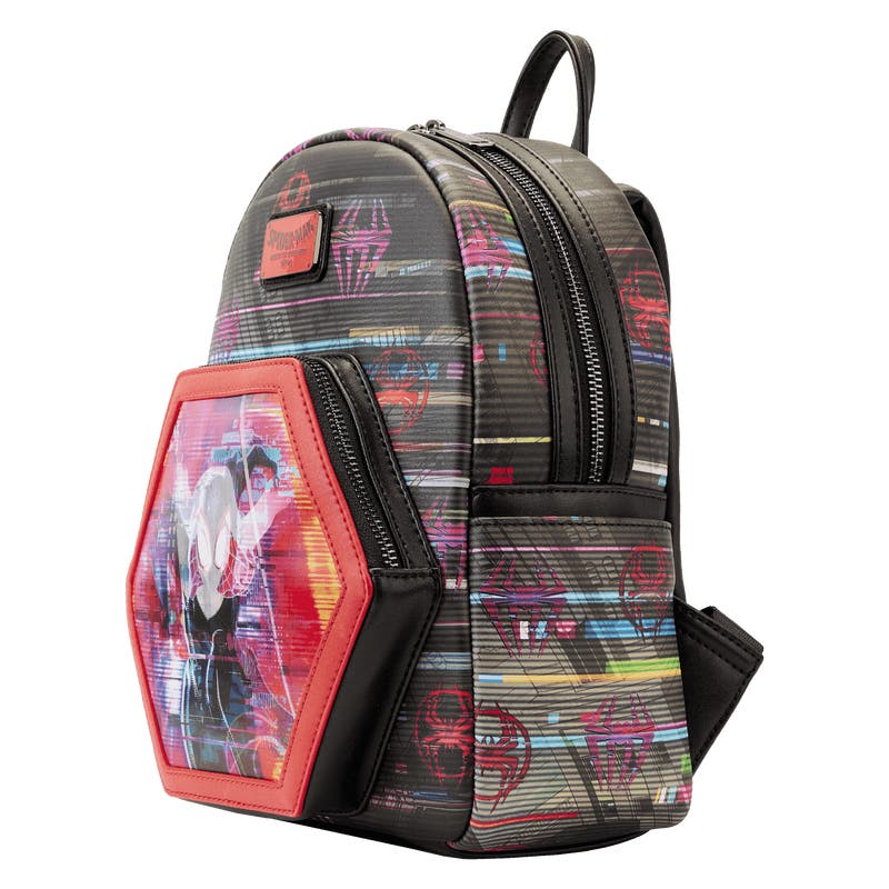 across the spider verse mini backpack Loungefly Marvel Spider-Man Exclusive – Gold Dust Toys This mini backpack features a vibrant character print inspired by the animated film Marvel's Spider Into The Spider