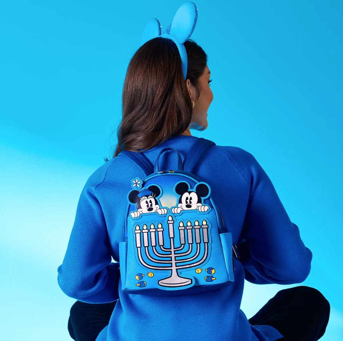 LOUNGEFLY Mickey and Minnie Mouse Hanukkah Light-Up Mini  display picture 2