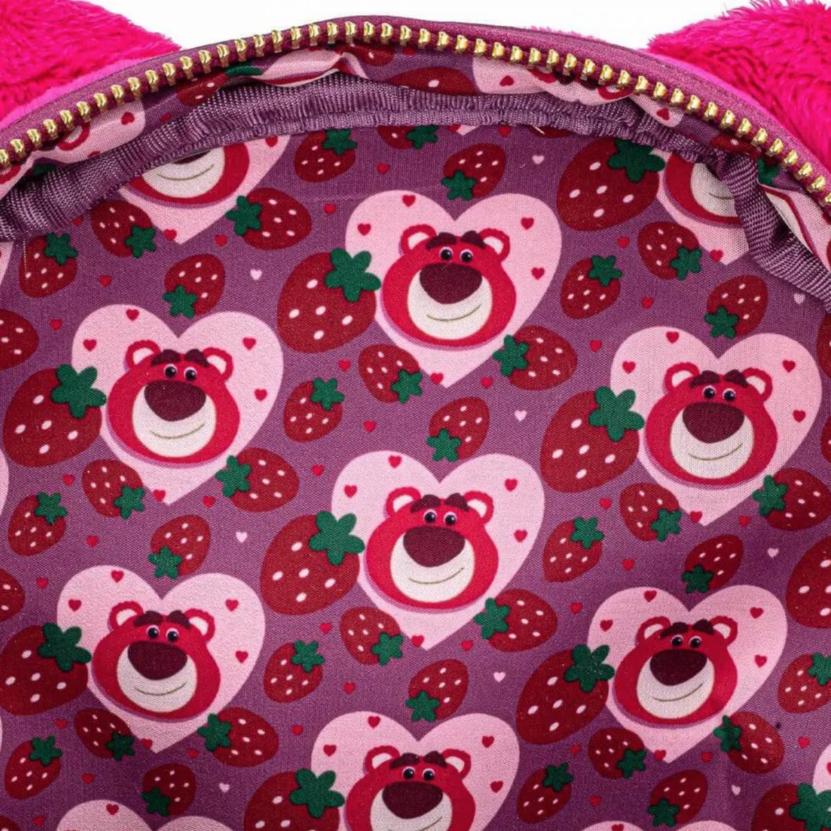 Loungefly Pixar Lotso Cosplay Sherpa Mini Backpack Pink Strawberry Toy Story Bag Loungefly x Disney Pixar Toy Story Lotso Sherpa Mini  main image 3