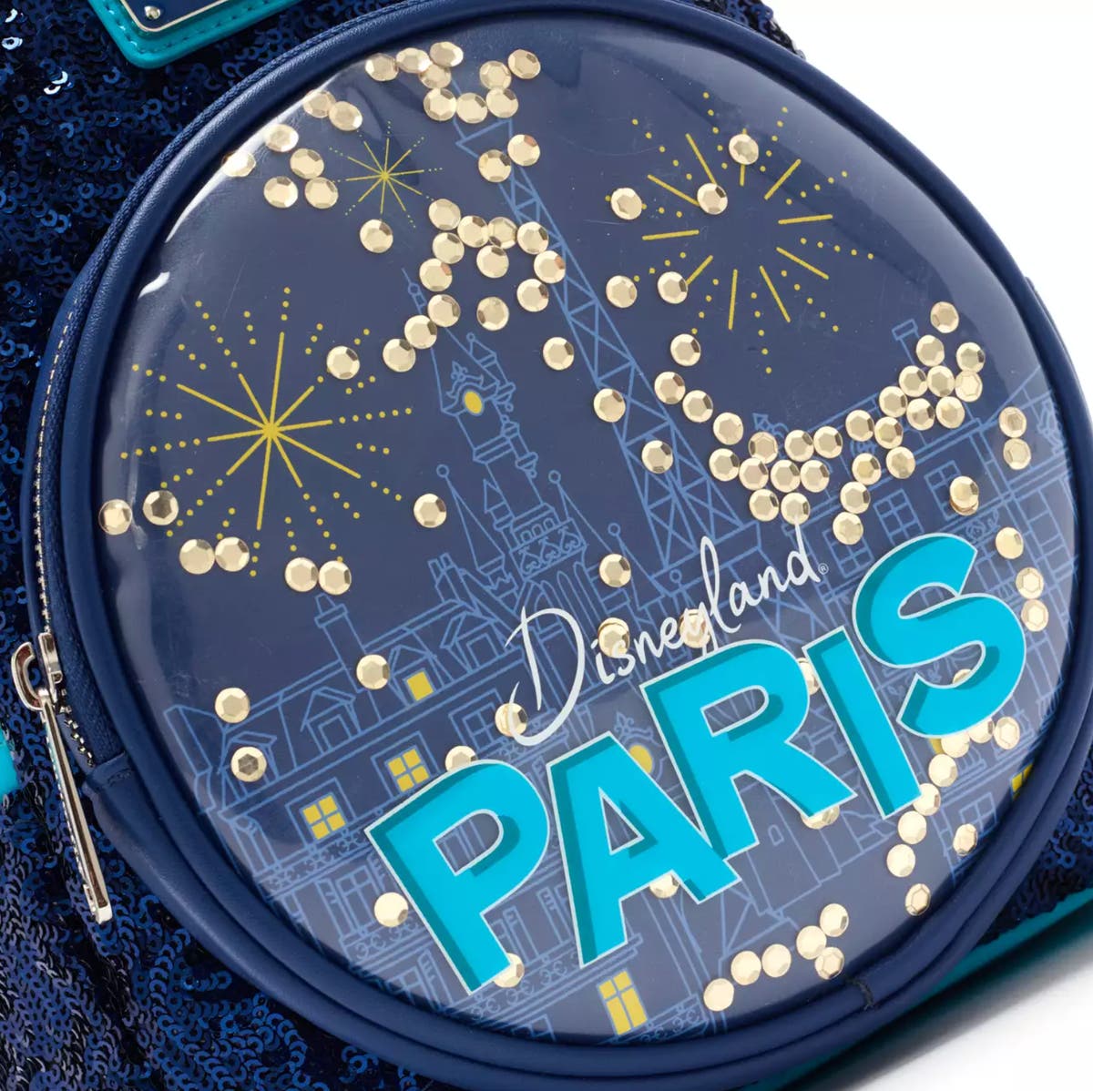 Loungefly Kids Sequin Disneyland Paris Mini Backpack - Navy Blue & Teal Mickey Mouse Backpack Blue Sequin Disney Backpack Disney  main image 3