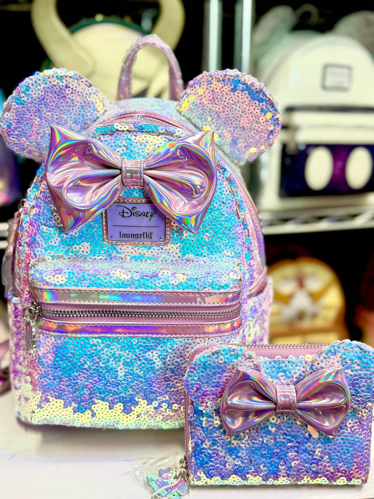 Iridescent Sequin Mini Disney Loungefly Sequin Backpack RARE