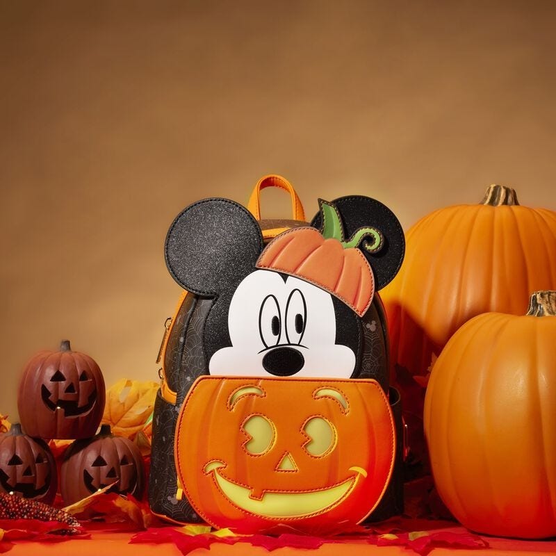 disney mickey mouse pumpkin mini backpack by loungefly LOUNGEFLY Disney Mickey Mouse Pumpkin Light Up Mini Backpack