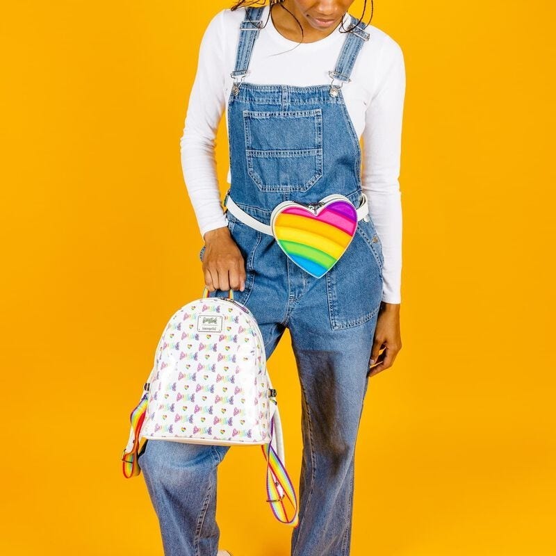 Lisa Frank + Loungefly Heart Mini Backpack Lisa Frank Rainbow Heart Mini Backpack with Detachable Waist  main image 4