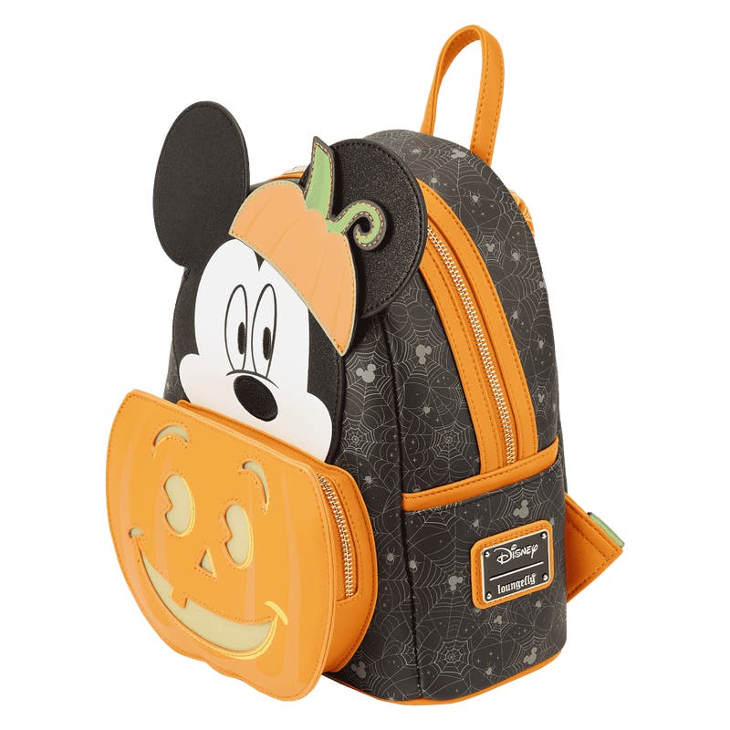 【Lounge Fly】Mickey Mouse Pumpkin Light Up Mini Backpack LOUNGEFLY Disney Mickey Mouse Pumpkin Light Up Mini Backpack