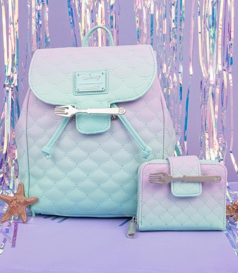 Disney Loungefly Little Mermaid Scales Ombre Mini Backpack & Matching Wallet Amazon.com: Loungefly Disney Little Mermaid Ombre Scales  main image 2