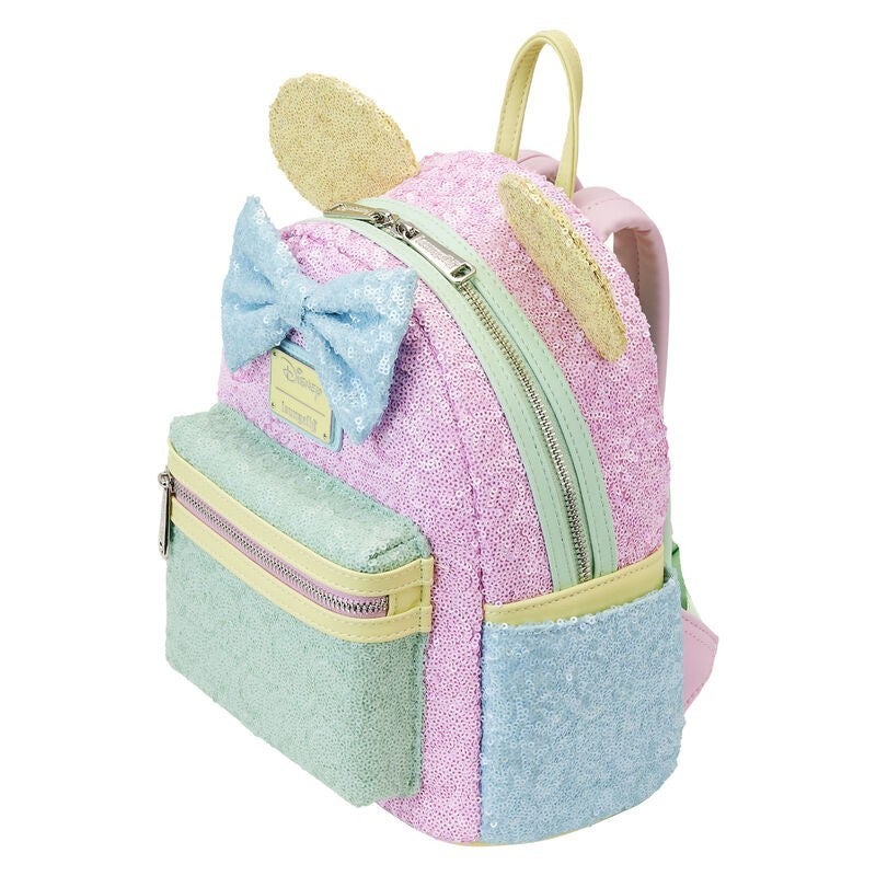 【Lounge Fly】Minnie Mouse Pastel Sequin Mini Backpack LOUNGEFLY Disney Minnie Mouse Pastel Sequin Mini Backpack