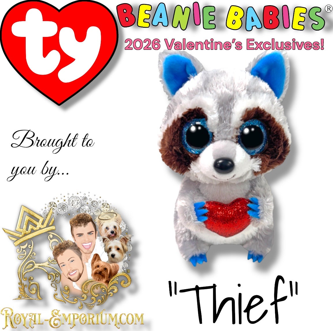 2026 Ty Valentines Limited Edition “Thief” Beanie Boo | Royal