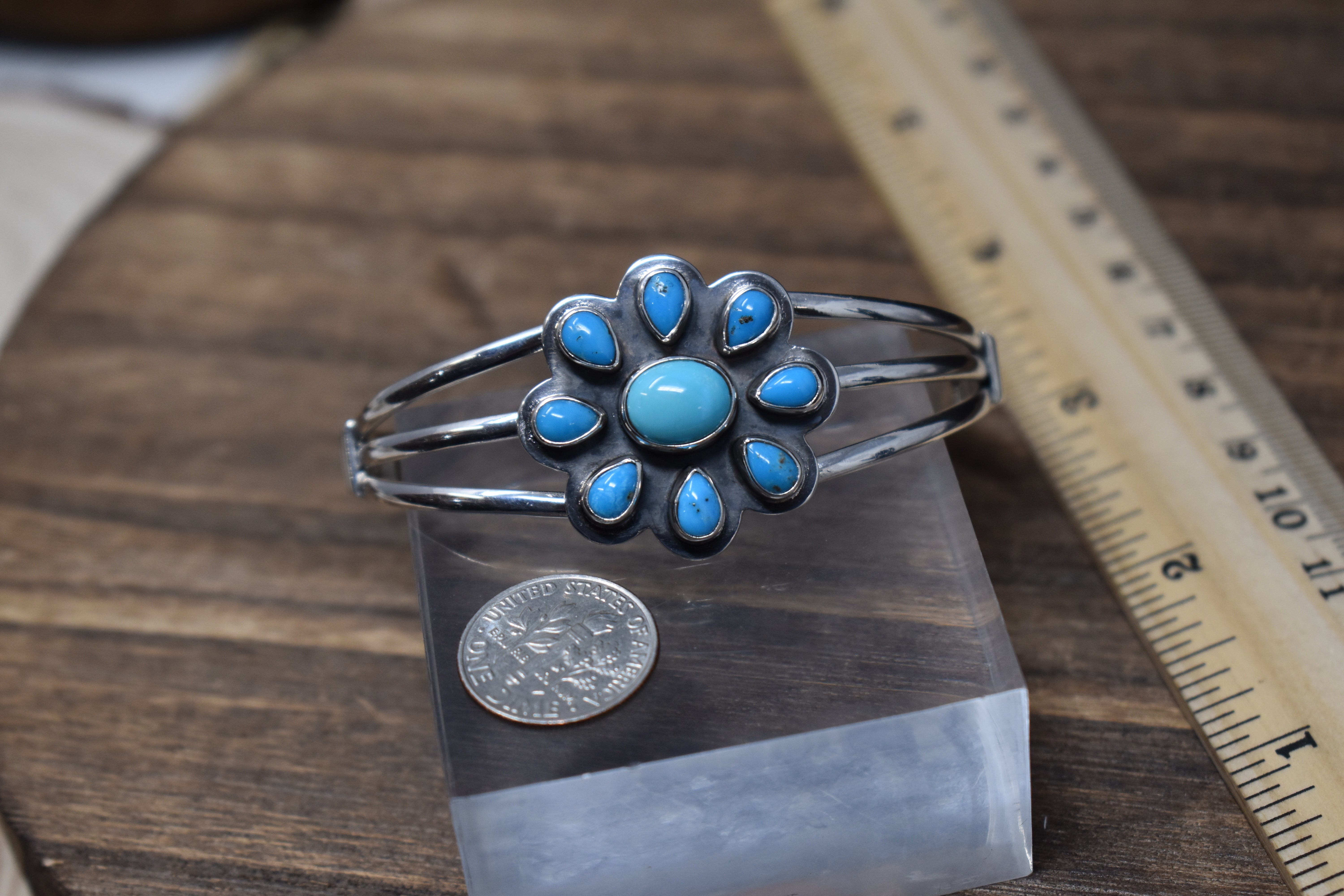 Turquoise Cluster Triple Split Band Cuff