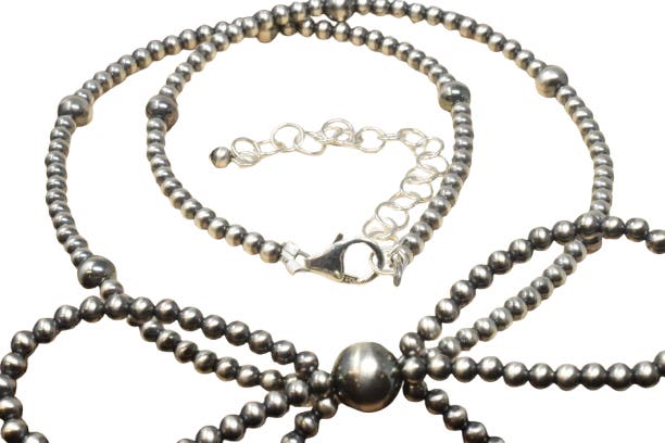 Silver Pearl Bow Necklace 16