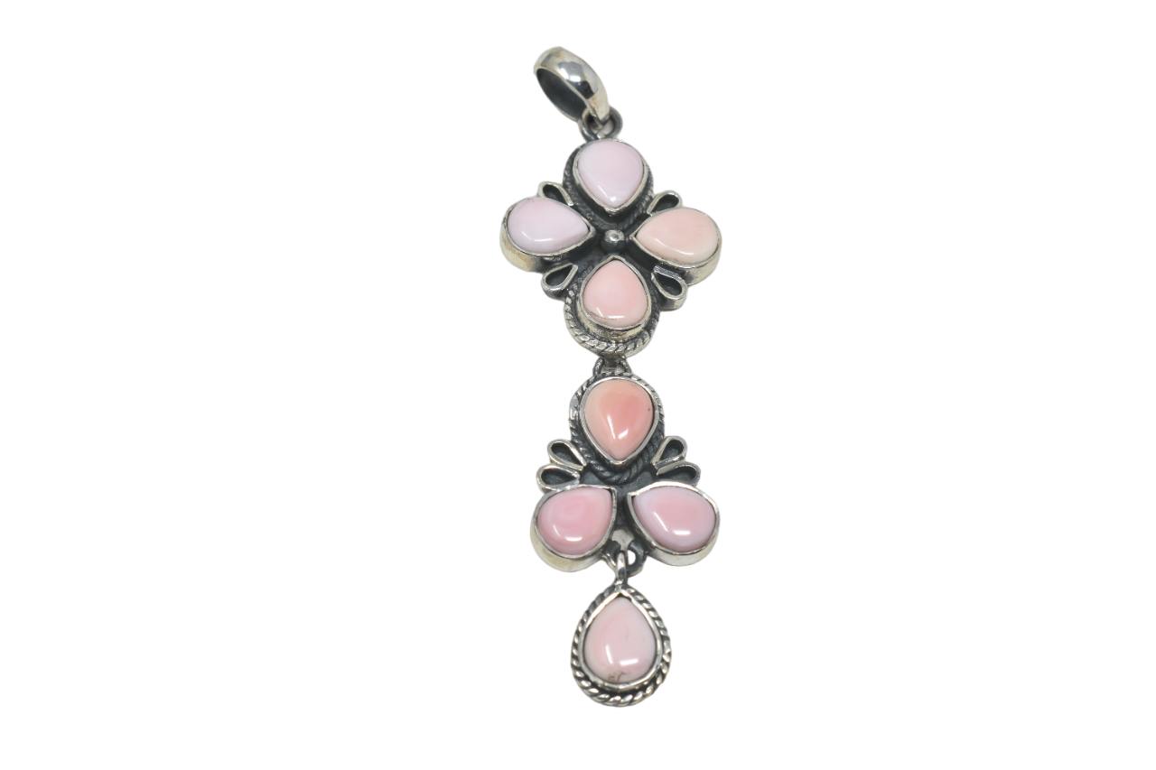 Pink Conch Cluster Lariat Pendant