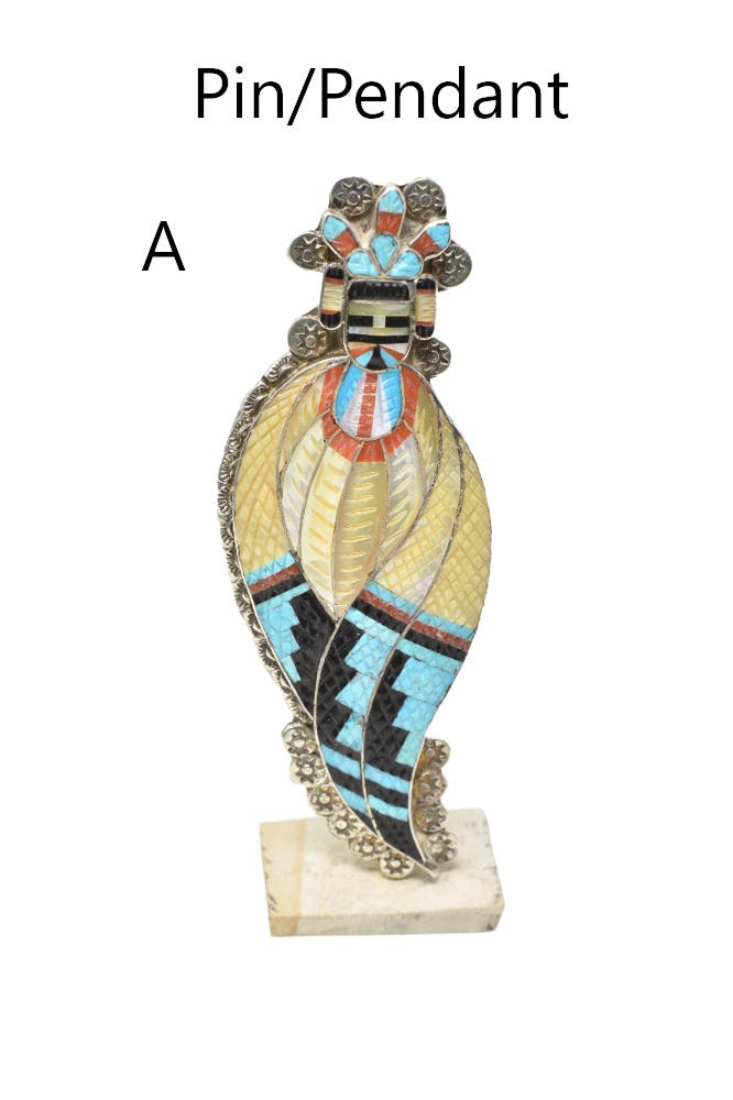 Exquisite Intricate Zuni Textured Inlay Corn Maiden Pin