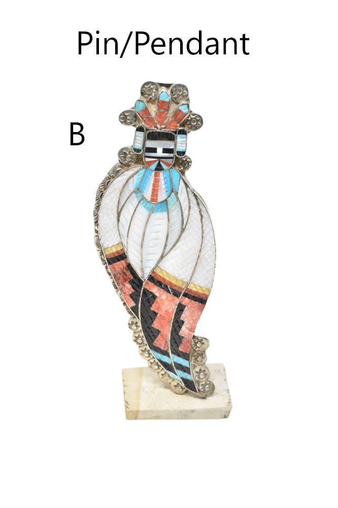 Exquisite Intricate Zuni Textured Inlay Corn Maiden Pin