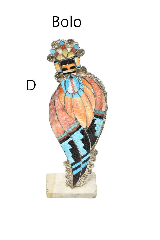 Exquisite Intricate Zuni Textured Inlay Corn Maiden Pin
