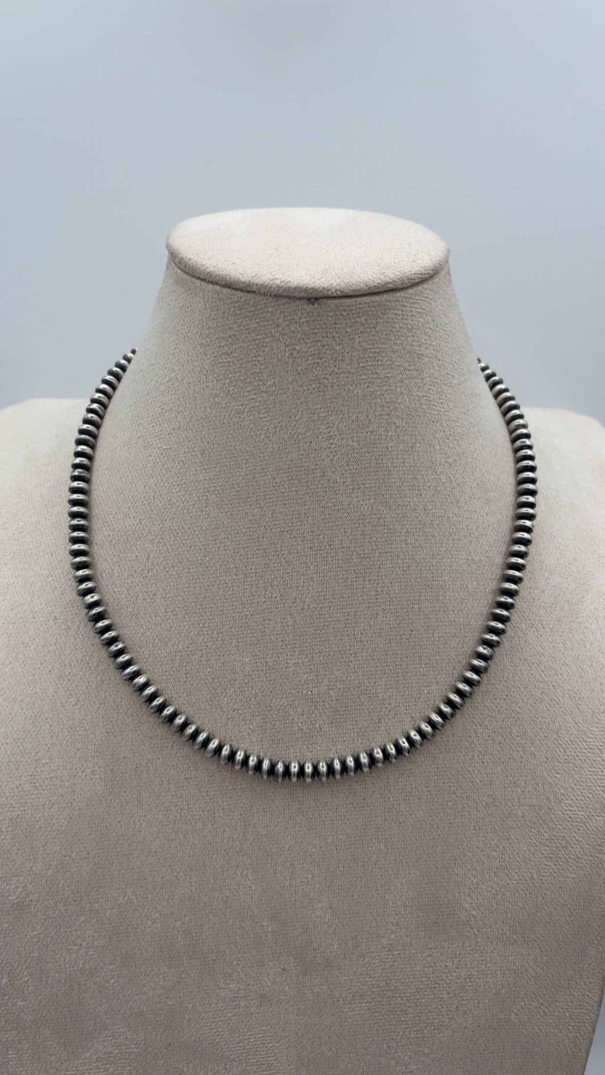 6mm Silver Plated Copper Rondelle Pearl Necklace (14