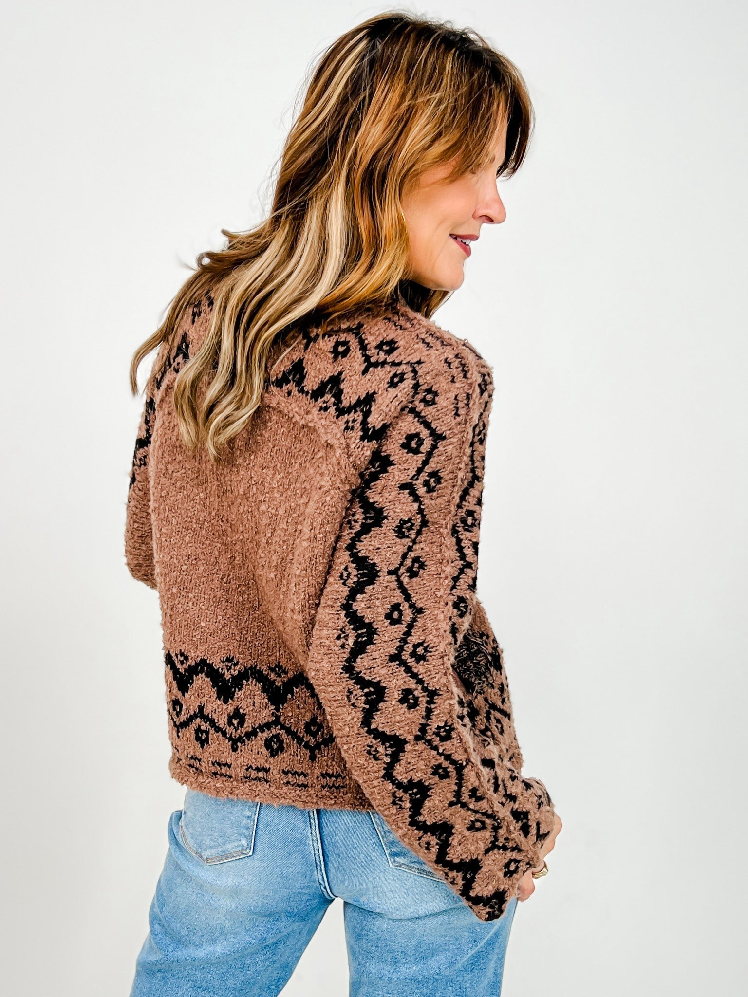 Tribal Pattern Toggle Button Knit Cardigan | Emma Lou's Boutique