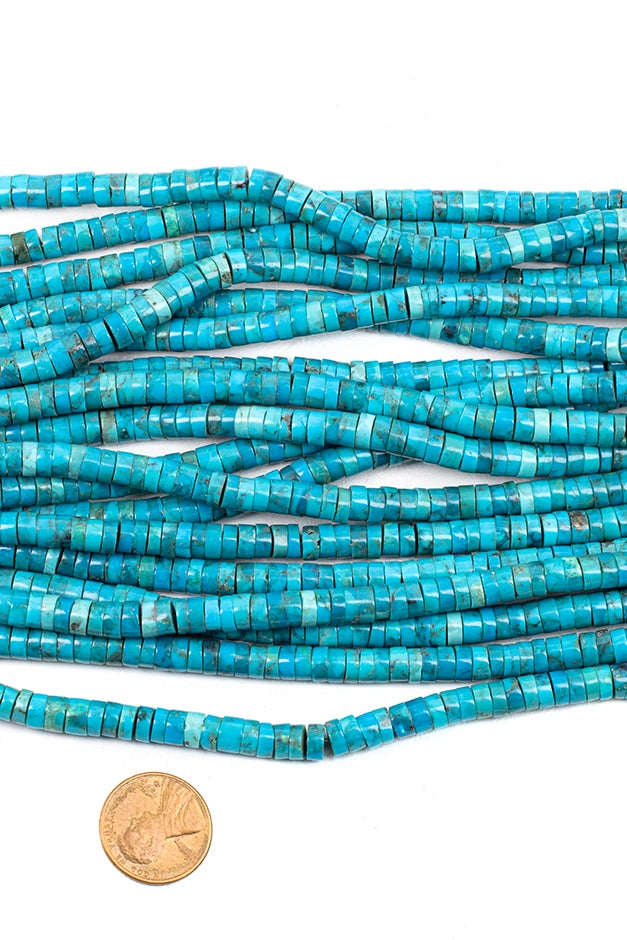 Blue Turquoise Smooth Heishi, Composite, Stabilized, ~6mm, ~2-3mm