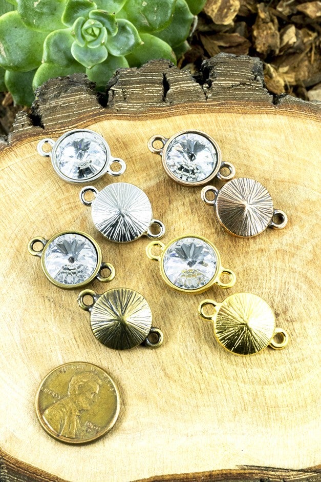 TierraCast Rivoli Link w/ 12mm Crystal, 14x22mm, 1 pc - Made in