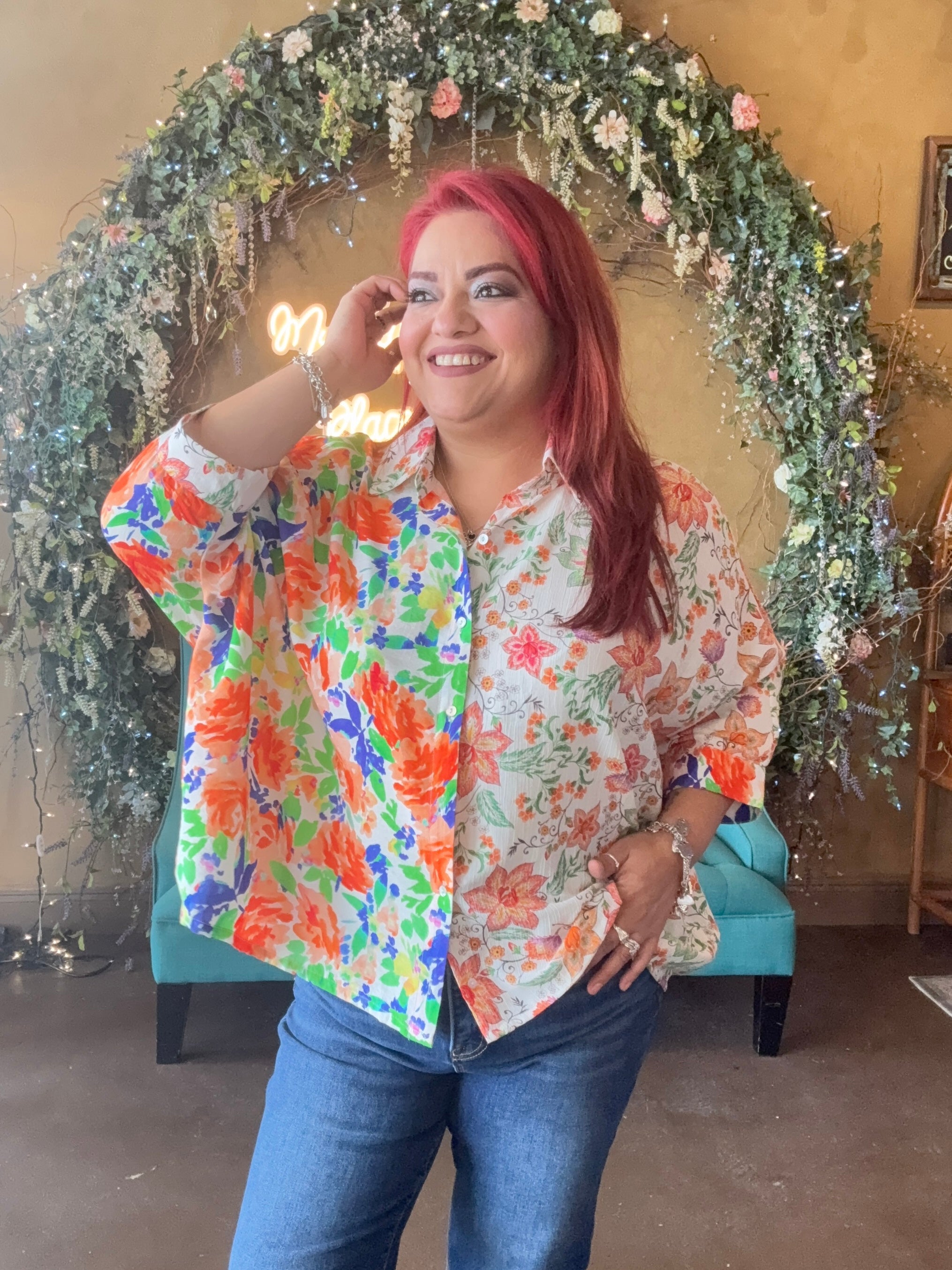 Spring Awakening blouse- Orange Mix | Shop 112 Boutique