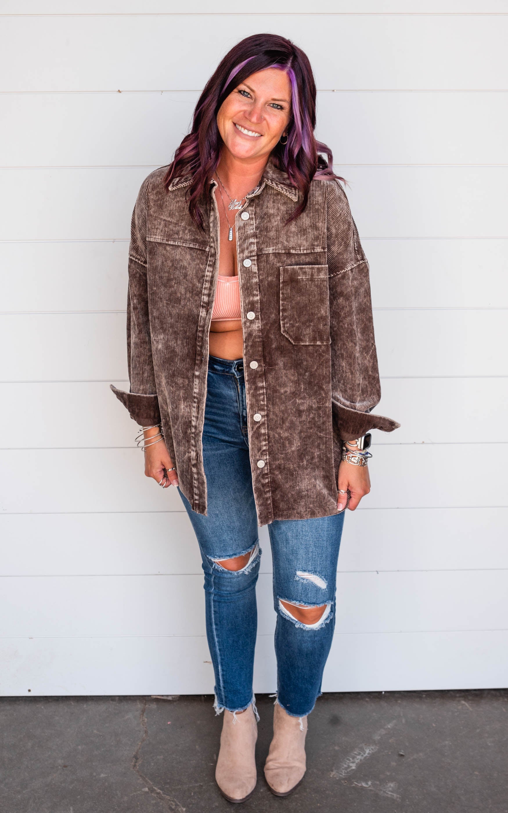 brown corduroy shacket