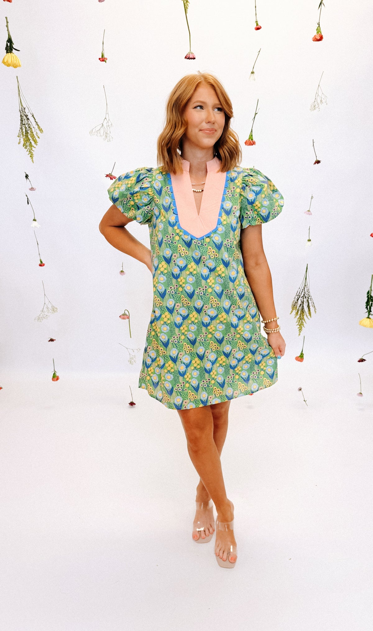 slim fit dress slacks entro Botanical Floral Print Midi Dress in Green – June Adel