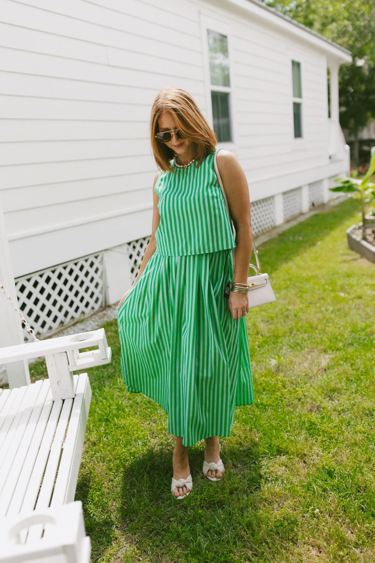green emerald velvet dress Harvest Stripes Olive Maxi Dress main image 0