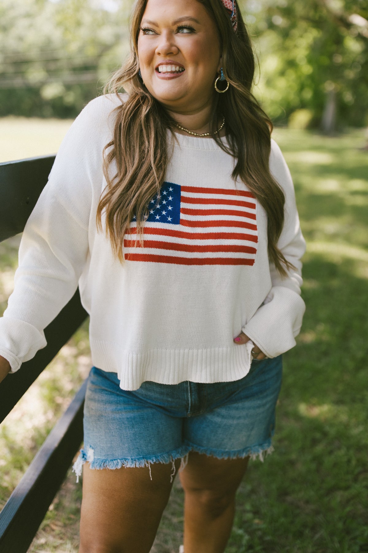 American Flag Sweater Z SUPPLY Women's Sienna Flag Sweater