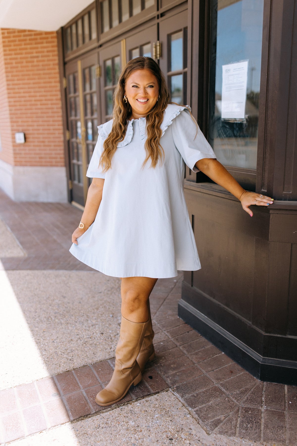 Light Blue Peter Pan Collar Mini Dress