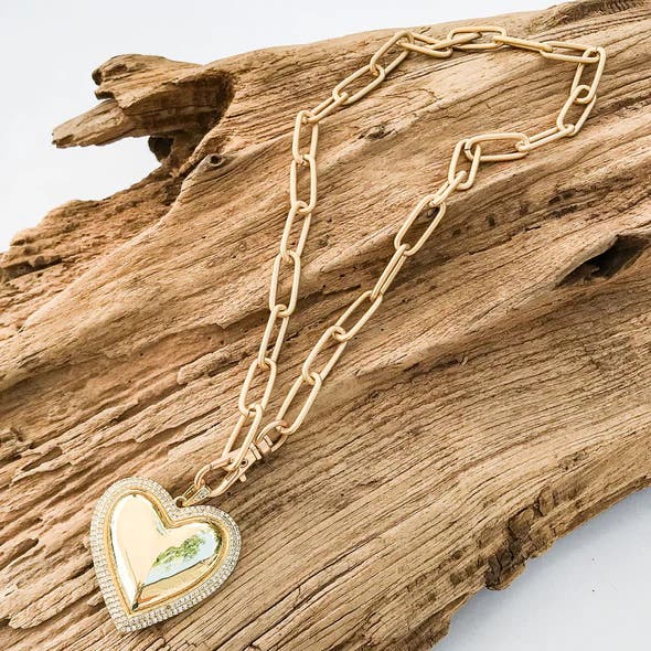 Virtue TS CZ Trimmed Metal Heart on 18