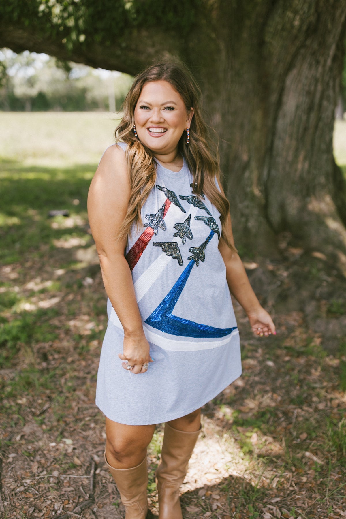 Queen Of Sparkles Grey Blue Angels Tank Dress | Fly Boutique