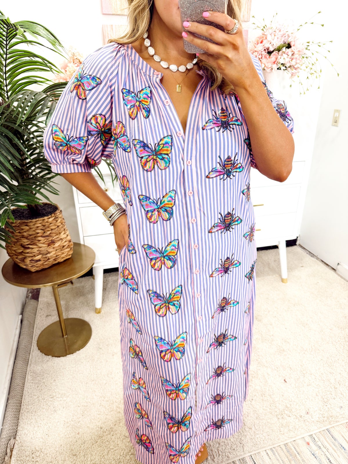 fitted lace wedding dress Beautiful Purple Butterfly Print Casual Cotton Feel Dresses for  Ladies,Short Sleeve,Flowy Maxi Dress for Spring at Amazon Women's Clothing  store main image 0