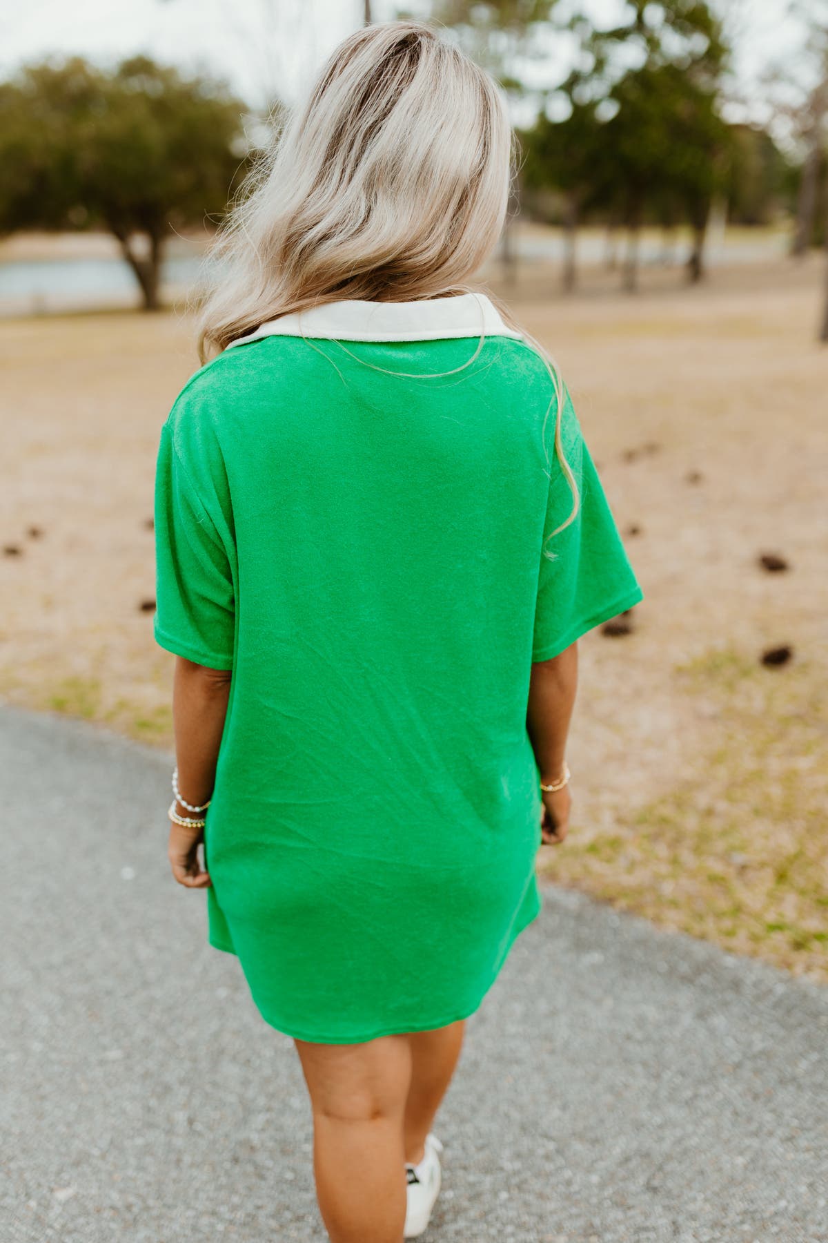 green terry cloth dress Elle Silk Tie Mini Dress