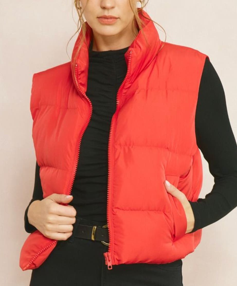 Oversized Vest Red Orange Puffer Vest Oversized Orange Puffer Vest