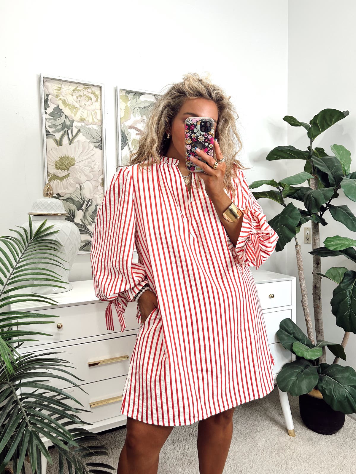 white christmas dresses Entro Multicolor Striped Tiered Midi Dress main image 1