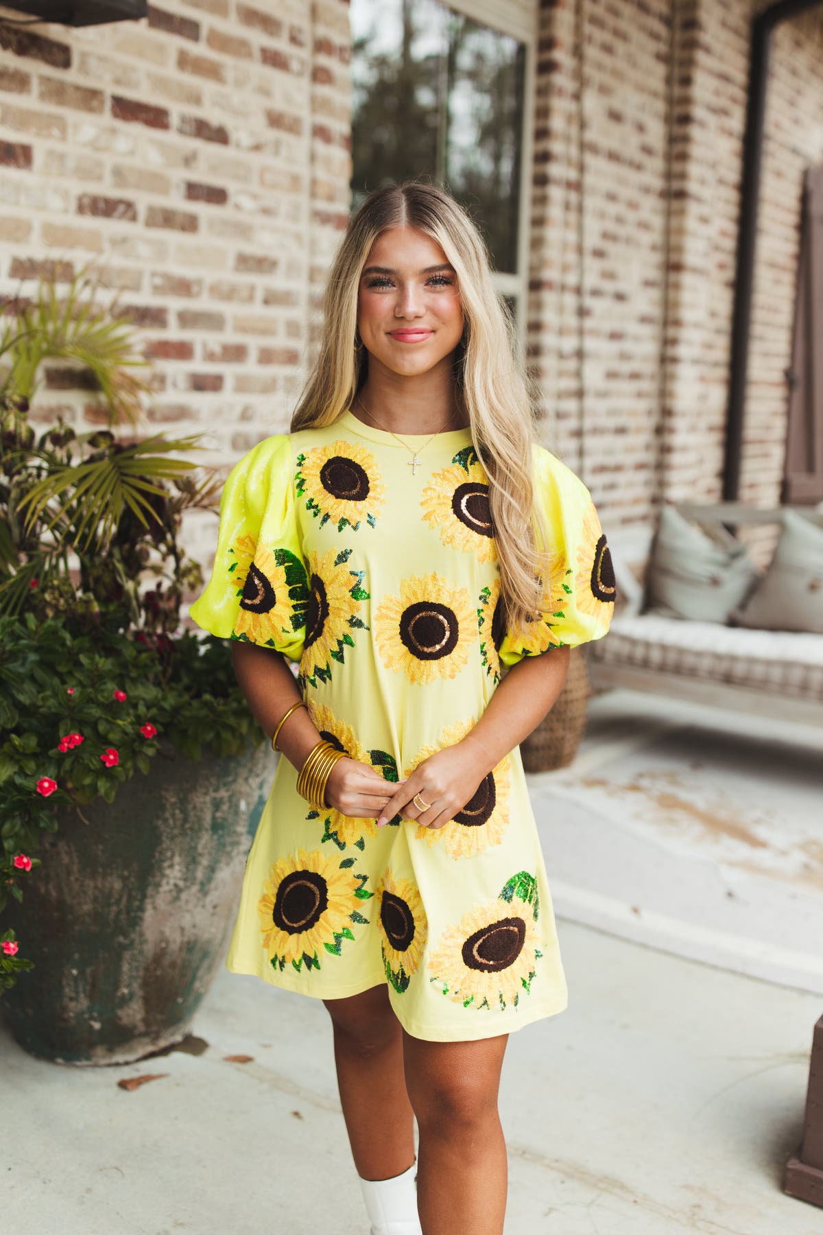 sunflower fitted dress Emerald Green Sunflower Fitted Dress main image 1