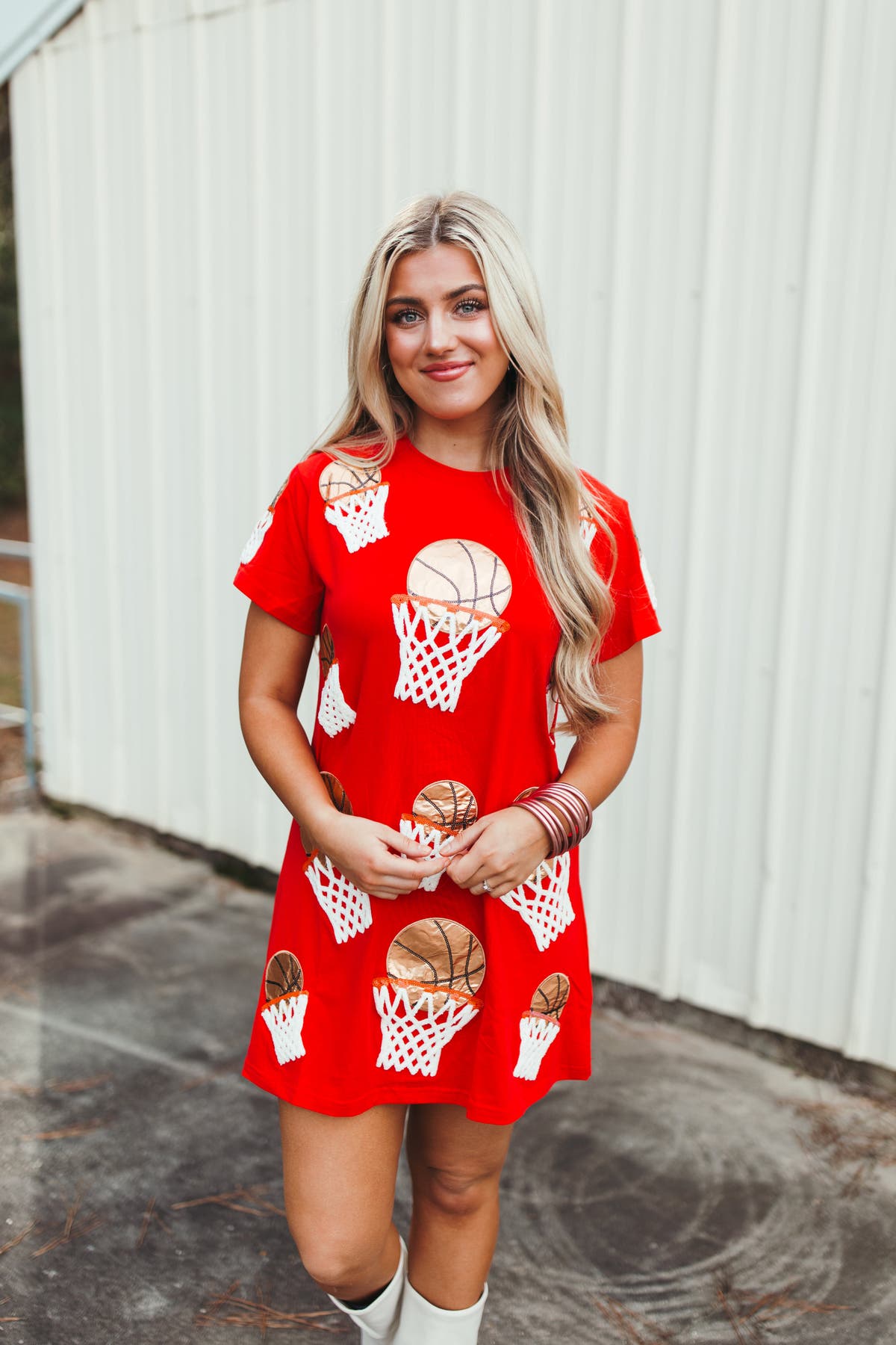 Queen Of Sparkles Red Basketball Hoop Tee Dress | Fly Boutique