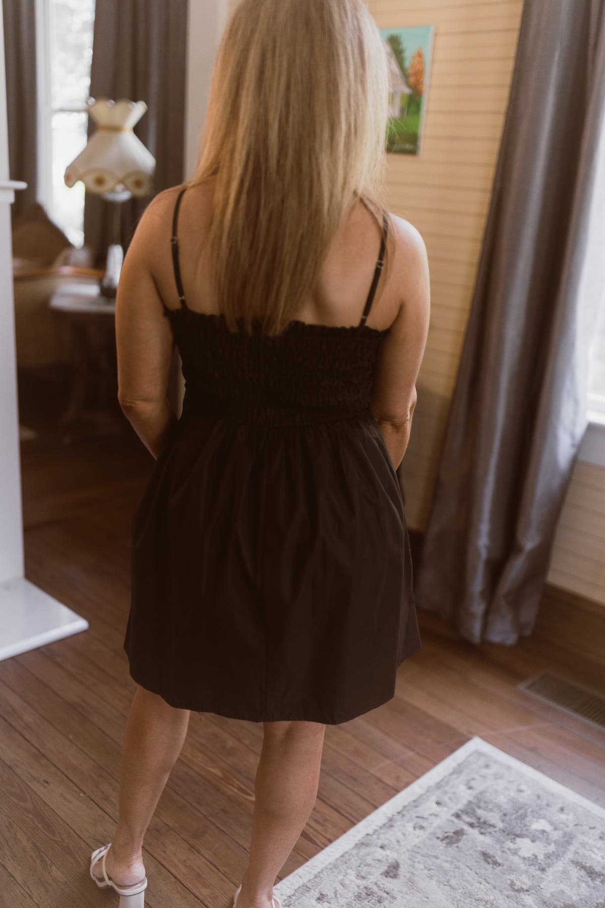 black dress with pearl straps Hold My Pearls Open Back Satin Long Dress main image 0