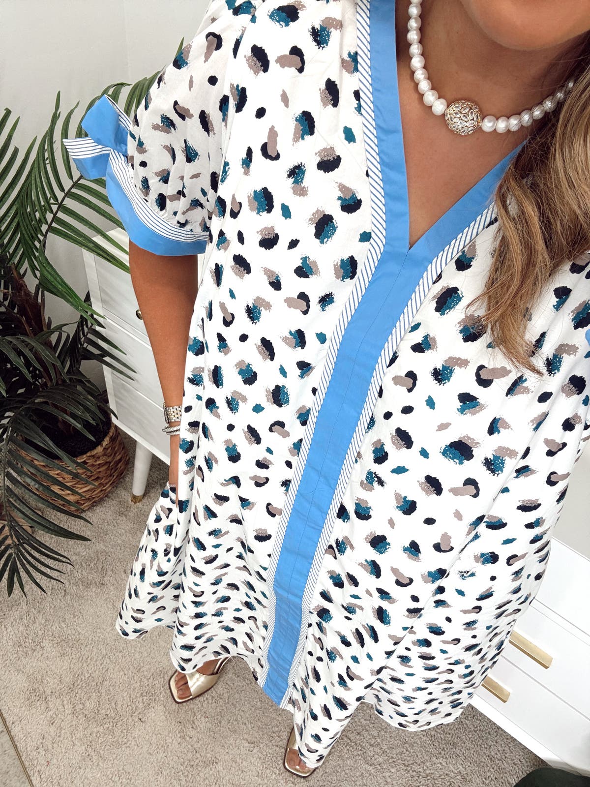 Entro Blue Combo Animal Print Dress | Fly Boutique