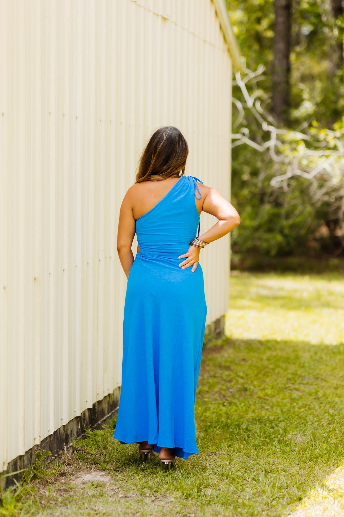 cassie blue dress euphoria oklahoma Elke Slinky V Neck Maxi Dress - Cobalt