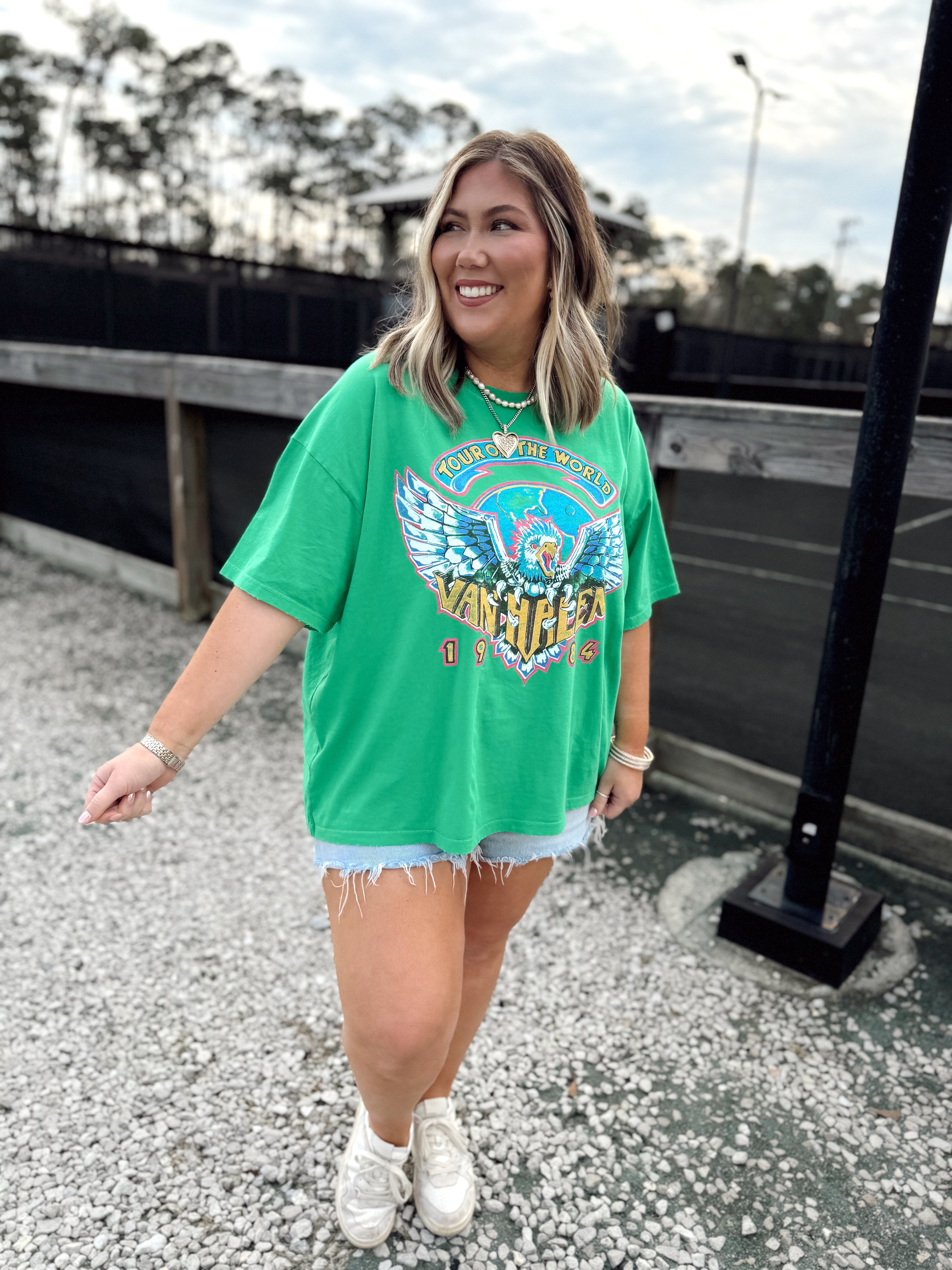 Daydreamer Van Halen Tour of the World Lucky Green OS Tee | Fly