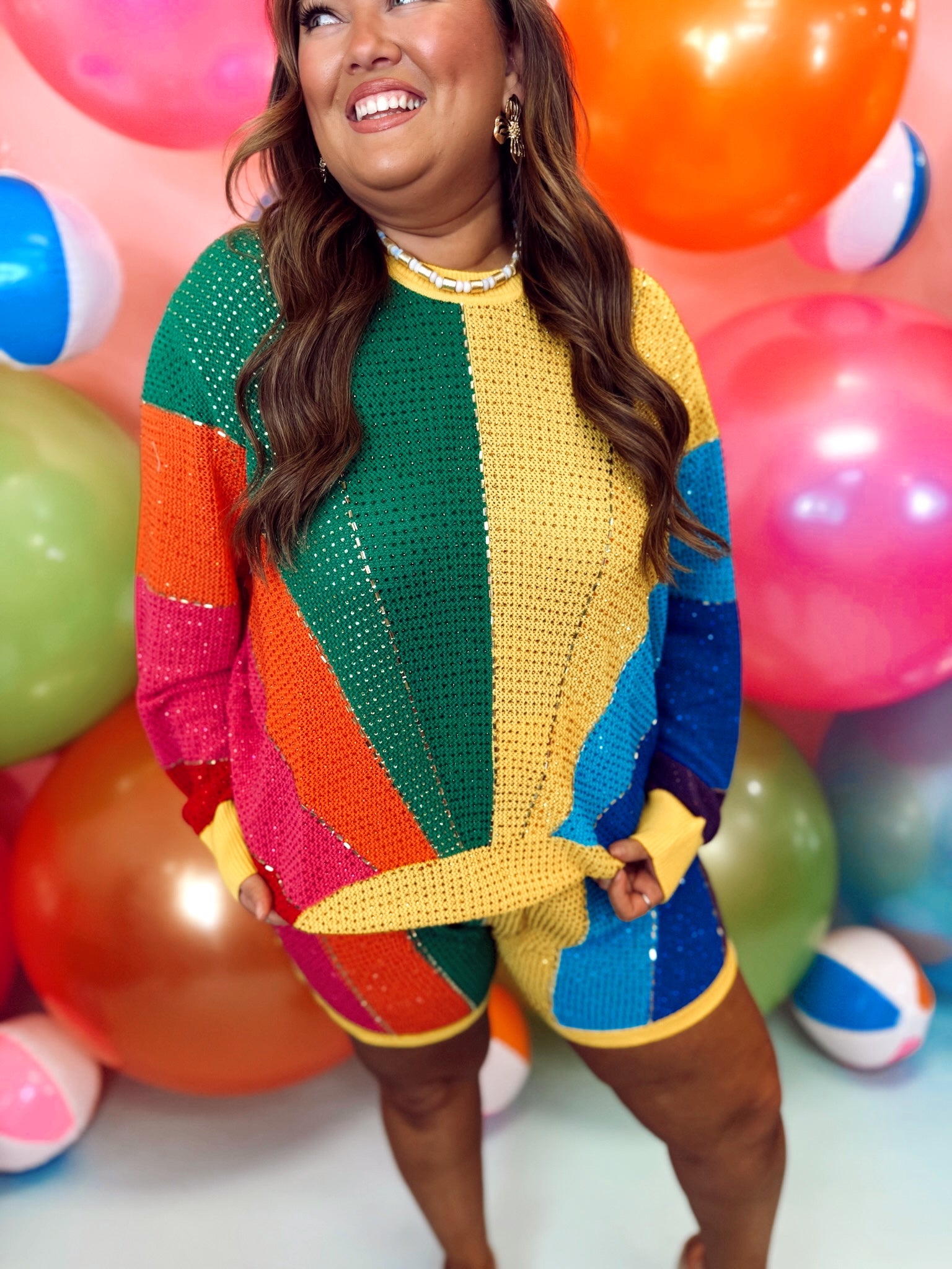 Queen of Sparkles Rainbow Sunshine Rhinestone Sweater | Fly Boutique