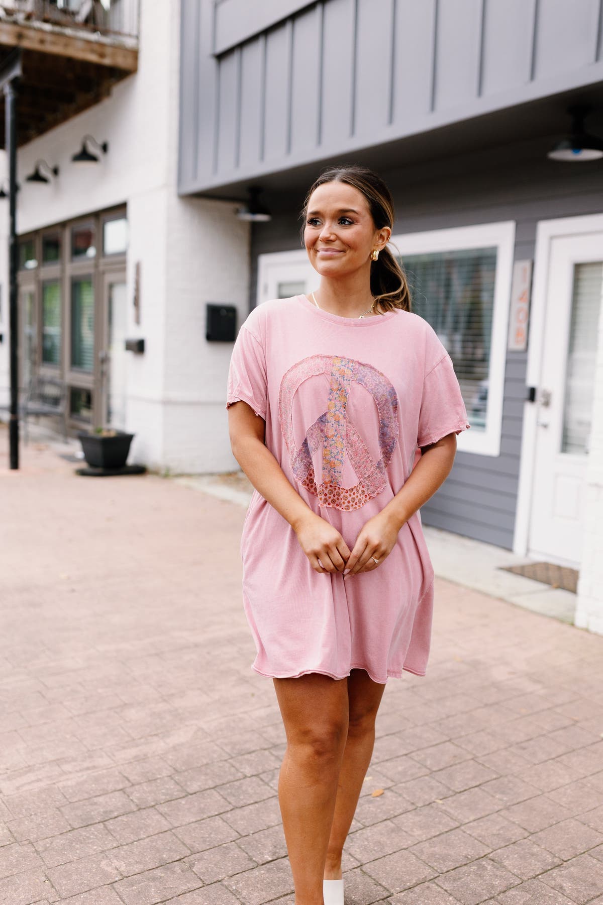 strapless open back dress Rock N Roll Mineral Wash T-Shirt Dress – Impressions Online Boutique main image 1