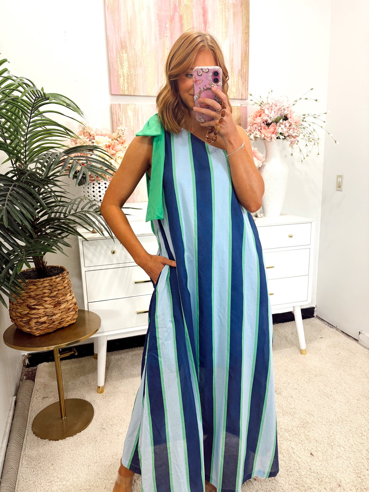 blue dress for baby girl Andora Blue Green Pleated Maxi Dress main image 0