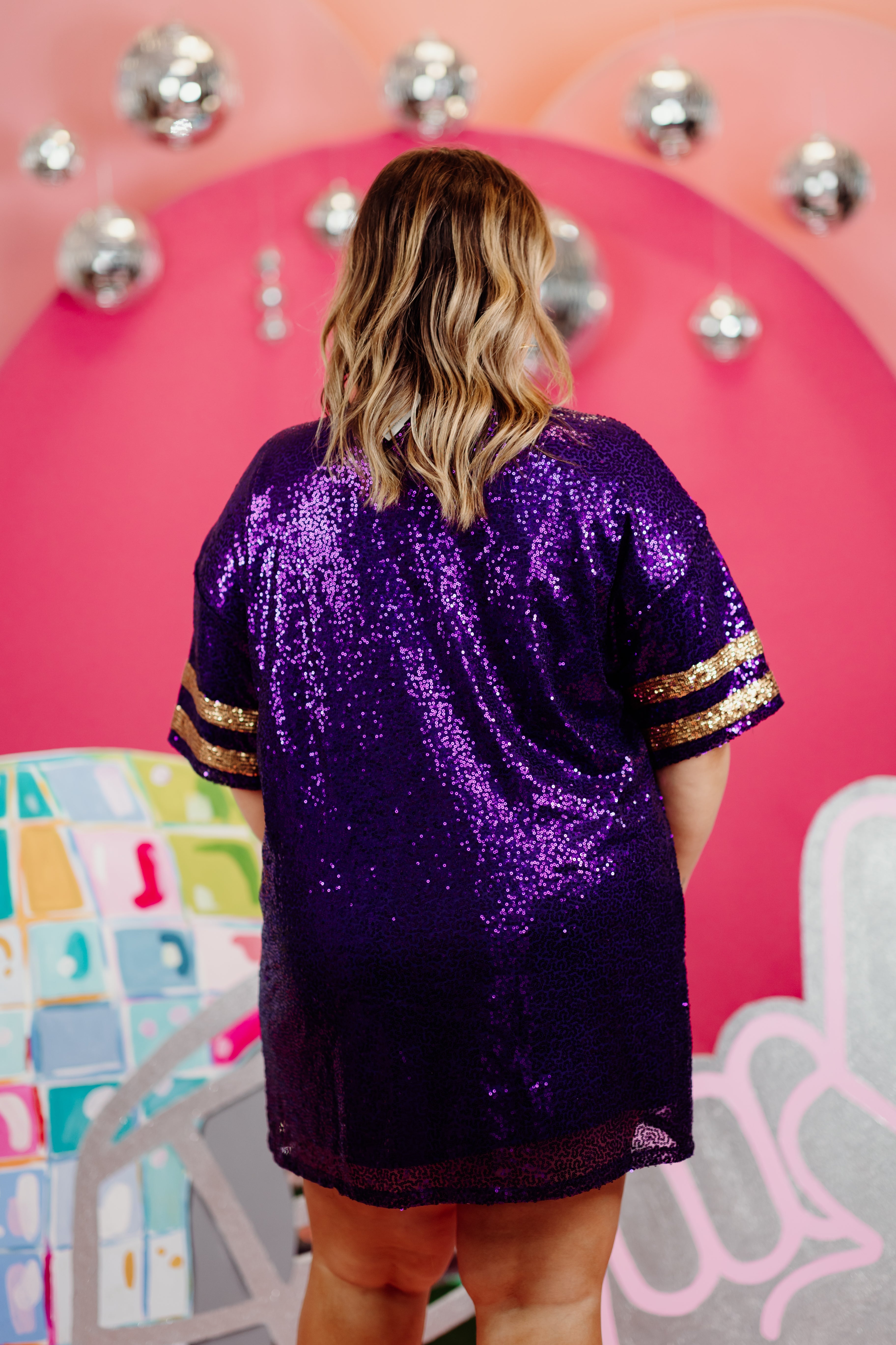 Purple Sequin Game Day Jersey Dress | Fly Boutique