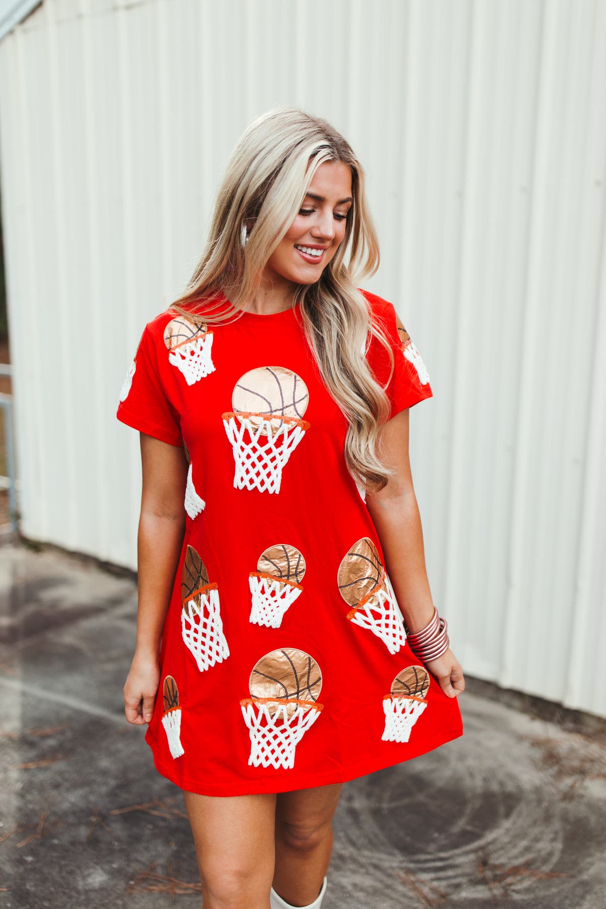 Queen Of Sparkles Red Basketball Hoop Tee Dress | Fly Boutique