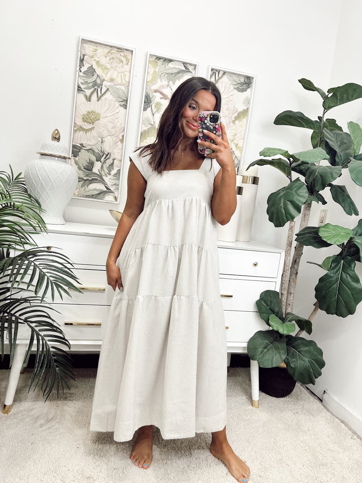 grey knit sleeveless dress The Elena Sleeveless Ribbed Knit Midi Dress  graced