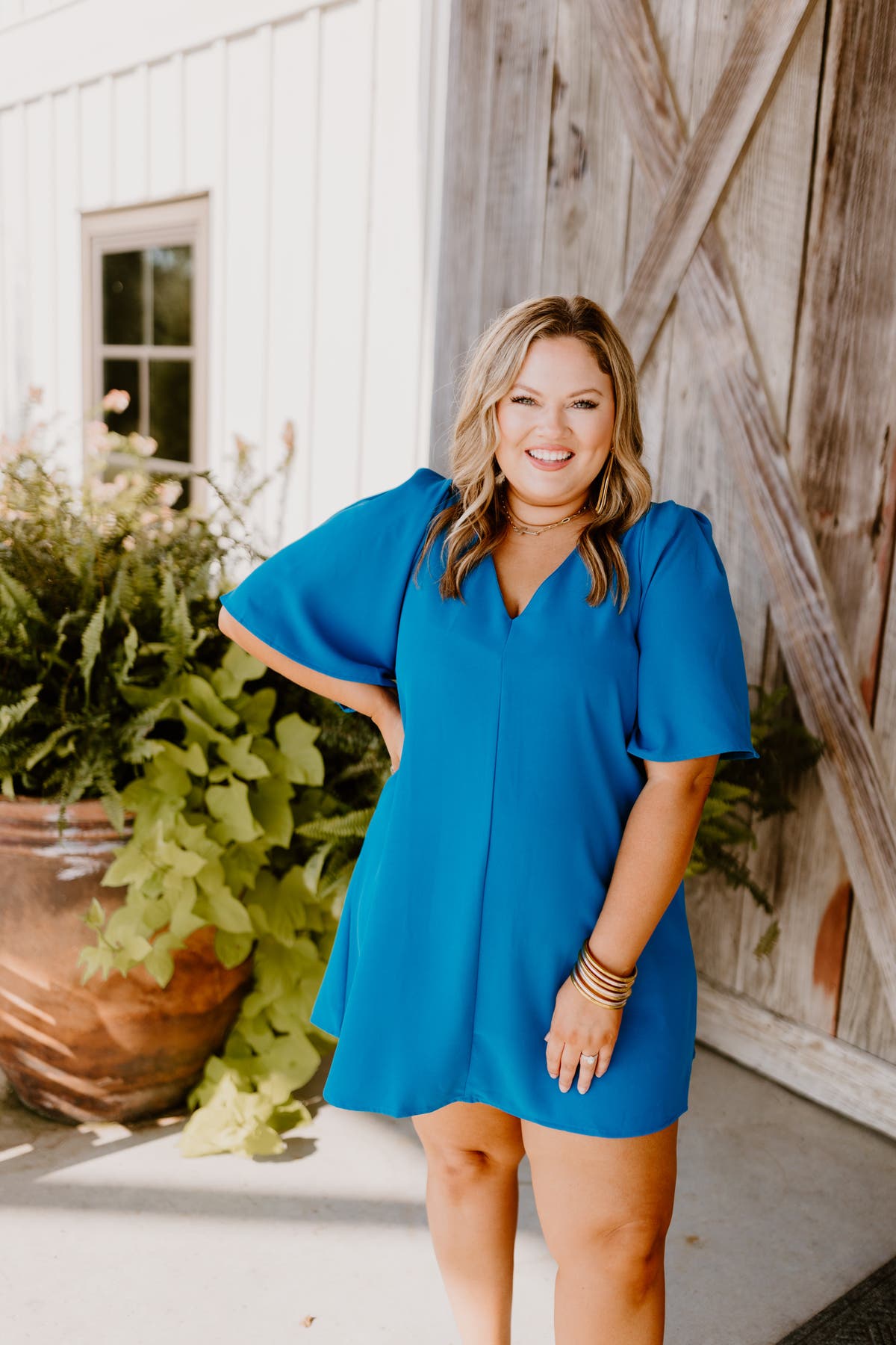 Royal Flowy V-Neck Trapeze Dress | Fly Boutique Royal Flowy V-Neck Trapeze Dress | Fly Boutique